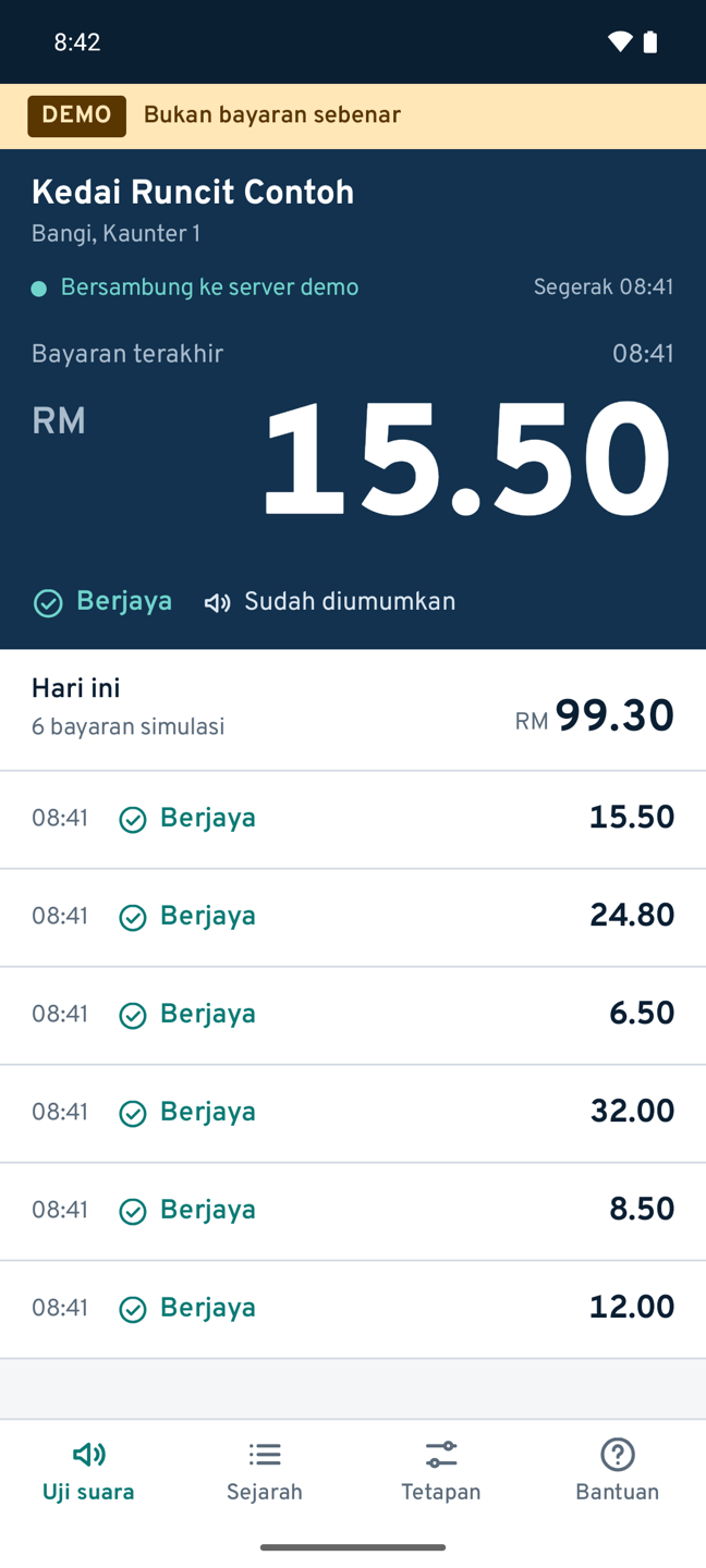 App NadaPay di kaunter: bayaran terakhir RM 15.50, berjaya dan sudah diumumkan